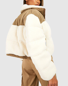 Chaqueta de punto para mujer con diseño de piel de serpiente, forro polar, cuello alto, bordado a rayas, reversible, transpirable, con media cremallera - Product Image 4