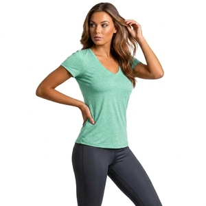 T-shirt à manches courtes pour femmes, col en V, tissu de qualité supérieure, streetwear décontracté moderne, t-shirt léger - Product Image 5