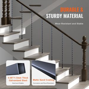 Pilastri Decorativi in Acciaio Zincato 44 x 1/2 Pollici, Confezione da 10, con Ritorni Cavi a S, per Ringhiere e Balconi - Product Image 6