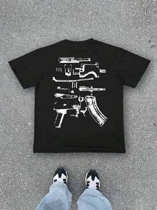 T-shirt noir oversize en coton doux avec graphisme typographique urbain, style streetwear, impression personnalisée, fournisseur de t-shirts pour hommes OEM - Product Image 3