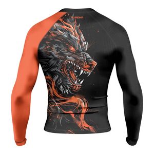 เสื้อแรชการ์ดแบบสั่งทำ OEM สำหรับทุกเพศ ป้องกันรังสียูวี UPF 50  แบบซับลิเมชั่น กระชับรูปร่าง ผลิตจากโพลีเอสเตอร์ สำหรับออกกำลังกาย ขายส่ง OEM - Product Image 5