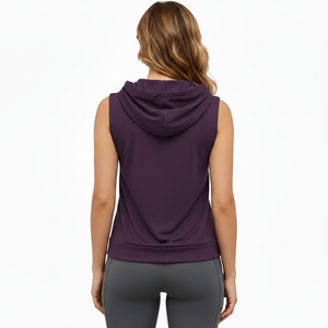 Women's Cotton Hoodie Sleeveless Sweatshirt with <b>Zip</b> <b>up</b> pullover and Ribbed Hem Custom Logo gym wear Training Style vest - Product Image 5