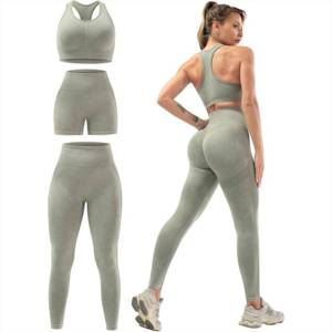 Ensemble de sport pour femmes en 3 pièces à séchage rapide avec tissu de haute qualité, vêtements de fitness, ensemble de yoga avec impression personnalisée - Product Image 5