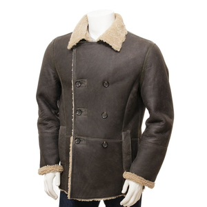 Men's Brown Genuine Leather <b>Waterproof</b> Breathable Eco-Friendly Moto <b>Jacket</b> Stand Collar Zipper Closure Slim Fit <b>Winter</b> Wear - Product Image 1