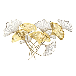 Handmade Nordic Style Metal <b>Wall</b> <b>Decor</b> Creative Blue Ginkgo Biloba Leaf Gold Circle Frame 3D <b>Wall</b> Art Sculpture - Product Image 6