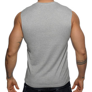เสื้อกล้ามผู้ชาย ผ้าฝ้าย 95% ผสมอีลาสเทน 5% ดีไซน์กระเป๋าหน้า คอกลม สีพื้น สำหรับออกกำลังกาย เล่นกีฬา หรือใส่ลำลอง - Product Image 5