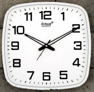Sonam Square Quartz Wall <b>Clock</b> Analog <b>Battery</b> Operated Minimalist Design Easy to Read Plastic Frame Living Room Use - Product Image 1