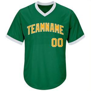 Custom Green V-Neck Baseball Jersey Men's Short Sleeve Team Name Printed Moisture Wicking Polyester <b>Sport</b> <b>Apparel</b> - Product Image 1