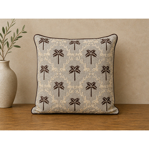 Luxury 100% Linen Embroidered <b>Cushion</b> <b>Cover</b> with Scalloped Edge | Premium Decorative Throw Pillow <b>Cover</b> - Product Image 2