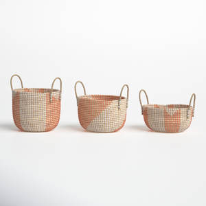 Panier décoratif en jonc de mer rustique fait main pour le stockage - Product Image 4