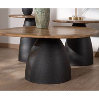 Vandana Silver Legacy Ensemble de 3 tables basses en bois et métal, en forme de galets naturels Daun
