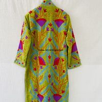 Veste bomber en coton Suzani indienne faite à la main, brodée à la main, col montant réversible, veste unisexe