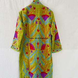 Chaqueta de algodón Suzani hecha a mano en India, chaqueta larga bordada a mano, abrigo unisex, chaqueta larga Suzani hecha a mano - Product Image 2