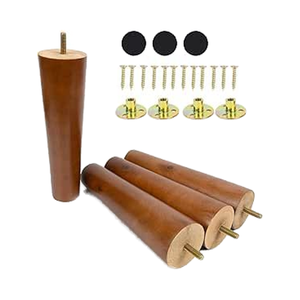 Solid Wood Round Furniture Legs Natural Finish Wooden <b>Feet</b> Replacement <b>for</b> <b>Sofa</b> Cabinet Bed Durable Heavy Duty Support - Product Image 1