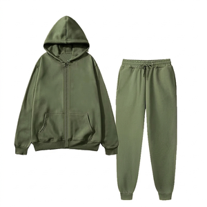 Ensemble sweat à capuche et jogging personnalisé avec logo, couleur unie, pour homme - Product Image 2