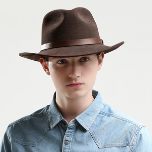 Sombrero de Vaquero de Cuero Marrón Personalizado de Alta Calidad Jimieson Apparel, Impresión Digital, Unisex, para Adultos, Primavera/Otoño, Venta al Por Mayor - Product Image 1