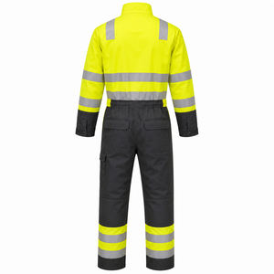 Yellow Black Spandex High Visibility Reflective <b>Waterproof</b> Unisex Work Coverall Industrial Safety <b>Overall</b> Utility Pockets - Product Image 5