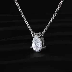 Collier pendentif élégant en diamant de laboratoire en forme de poire, collier en diamant fin, design haut de gamme, bijoux de mariée de luxe. - Product Image 2
