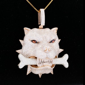 Promotion : Pendentif Panthère en Argent 925 avec Diamant Moissanite, Breloque Tête d'Animal 3D Givrée, Plaqué Or, Bijoux Hip Hop pour Hommes et Femmes, Idéal Soirées, Certifié IGI - Product Image 2