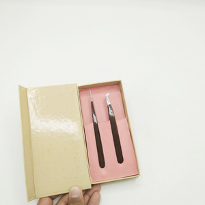 Pince à cils marron avec revêtement pour soins personnels, pose et retrait de faux cils, ensemble de pinces à cils - Product Image 5