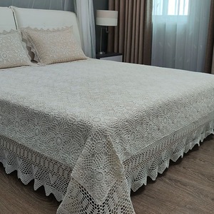 Ensemble de literie en coton biologique et lin de haute qualité, <span class=keywords><strong>crochet</strong></span>é à la main, patchwork géométrique, <span class=keywords><strong>moderne</strong></span>, blanc, tailles extra-larges - Product Image 3