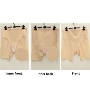 High Waist Seamless Shapewear Shorts With Belly Control And <b>Thigh</b> Slimming For Women In Beige Color - Product Image 2