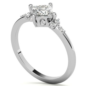 Bague de Fiançailles et de Mariage Vintage en Argent Sterling 925 Plaqué Or 14K, Sertie de Moissanite Taille Princesse 6MM, Style Antique - Product Image 2