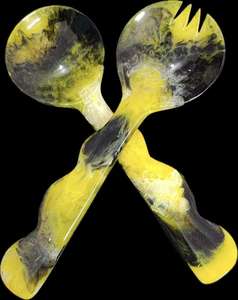 High Quality Black Swirl Resin Cutlery <b>Set</b> Handle Flatware Ice Spoon Salad Tools Dishwasher <b>Microwave</b> Safe - Product Image 5