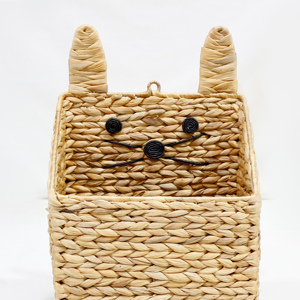 Handmade Water Hyacinth Cat Wall <b>Hanging</b> Basket Nursery Toy Storage Organizer <b>Bin</b> - Product Image 6