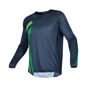 Maillot de cyclisme à manches longues bleu, blanc et noir, respirant, en polyester, pour homme, universel toutes saisons - Product Image 2