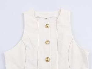 Chaleco Casual de Moda con Cuello Redondo y Cierre de Cinturón, Color Personalizado, para Mujer, Resistente al Viento, Transpirable, sin Mangas, con Bolsillos de Solapa - Product Image 3