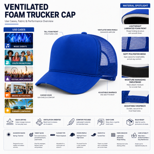Casquette Trucker en Maille Bleue avec Logo Blanc sur le Panneau Avant, Réglable par Fermeture à Clip, Unisexe, Style Casual Printemps-Été - Product Image 2