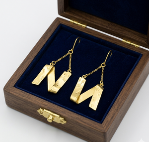 ต่างหู KENWAY SARTAJ WORLDWIDE ทำมือ ลายเท็กซ์เจอร์รูปตัว 'N' พร้อมเคลือบทองป้องกันการหมอง ตะขอเกี่ยวแบบปลอดสารตะกั่ว สำหรับผู้หญิง ใส่ไปงานปาร์ตี้ - Product Image 2