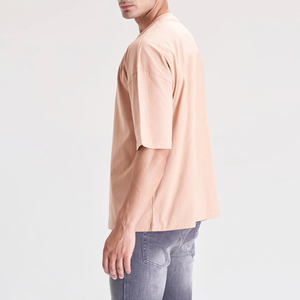 เสื้อยืดโอเวอร์ไซส์ผ้าฝ้าย 100% น้ำหนักเบา พิมพ์โลโก้ได้ตามต้องการ สำหรับผู้ชาย และเสื้อยืดโอเวอร์ไซส์ผ้าหนา ไม่มีลาย ผลิตในปากีสถาน รับผลิตแบบ OEM - Product Image 5