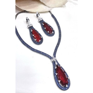 Romantic Women's Classic <b>Crystal</b> Rhinestone Necklace Earring <b>Set</b> Pear Cut Water Drop Silver Plated Brass Wedding Engagement - Product Image 1