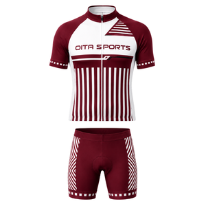 Burgundy White Custom <b>Cycling</b> Jersey <b>Shorts</b> Set <b>Short</b> Sleeve Full Zip Breathable <b>Padded</b> Bike Uniform Professional Racing Sports - Product Image 1