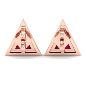 REYES - Pendientes de Oro de 14K con Diamantes Certificados por IGI, Diseño de Última Moda, Forma Triangular, Gema de Rubí de 1.9 Quilates - Product Image 4