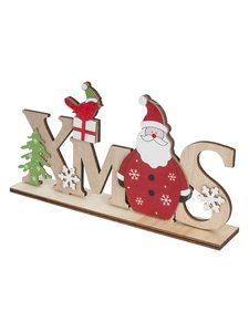 Letrero navideño de madera de Papá Noel – Adorno de mesa de Navidad con árbol y pájaro para decoración del hogar - Product Image 4