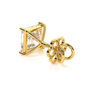 Boucles d'oreilles clous en or jaune massif 14 carats, diamant de laboratoire taille princesse certifié IGI D VVS1, 1,4 carats, plaqué rhodium, luxe Surat - Product Image 4