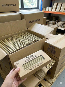 Eco2go Vietnam Custom Logo Eco-Friendly <b>Reusable</b> Bamboo <b>Straws</b> Disposable Biodegradable Party <b>Straw</b> Set with Paper Bag - Product Image 4