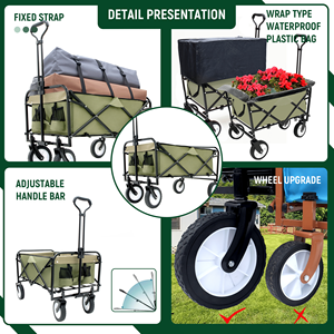 Carrello pieghevole pieghevole Wagon All-Terrain Green Wheels 225lbs supporto sport giardinaggio pesca spiaggia Utility campeggio carrello - Product Image 6