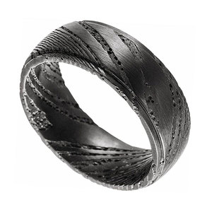 Bague en acier Damas confortable, bijou artisanal avec texture superposée distinctive, bague en acier Damas de qualité supérieure, cadeau de mariage fait main - Product Image 5
