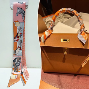 Double Colored Paisley Twill Silk Scarf New Brand Design Luxury Scarf Women Foulard Skinny Bag Scarves Neckerchief Hair <b>Headband</b> - Product Image 2