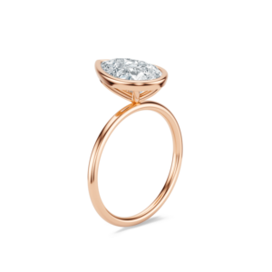Bague de fiançailles et de mariage de luxe Luxeshine Jewellery Luna en or massif 14 carats avec diamant ovale de laboratoire couleur E de 3,00 carats - Product Image 1