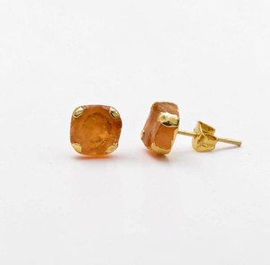 Raw Cushion Shape Gold Electroplated <b>Studs</b> <b>Earrings</b> Jewelry - Wholesale Handmade <b>Studs</b> for Men and Women - Product Image 4