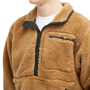 Veste d'hiver unisexe personnalisée à demi-zip, en polaire douce Sherpa, col roulé, multi-poches, imperméable, respirante, avec devant en tissu effiloché - Product Image 5