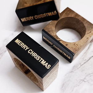 แหวนรองผ้าเช็ดปากไม้ลายเรขาคณิตสมัยใหม่ สีน้ำเงิน ดำ ขาว ตกแต่งด้วยลายฝังแบบเป็นมิตรกับสิ่งแวดล้อม ของตกแต่งโต๊ะสไตล์ร่วมสมัยสำหรับงานปาร์ตี้สุดเก๋ - Product Image 3