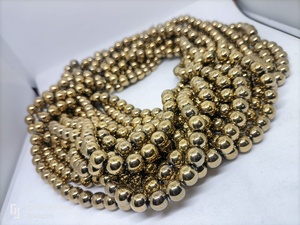 Natural Golden Pyrite Bead Strand Round Gemstone Crystal Beads Polished Loose Stone Wholesale - Product Image 6