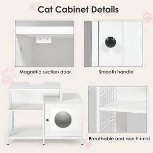 Casetta per gatti al coperto bianco con divisore nascosto grande lettiera per gatti custodia per bagno - Product Image 4