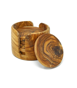 Modern Eco-Friendly Wooden <b>Coaster</b> <b>Set</b> Natural Olive Wood Drink <b>Coasters</b> Durable Table Protection Accessories Coffee Cups Tea - Product Image 1